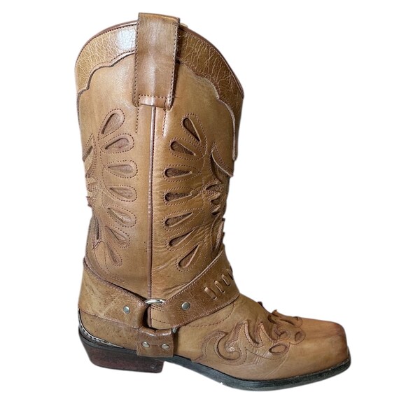 Vintage Y2K Embroider Buckle Rodeo Leather Cowgirl Boots - Etsy