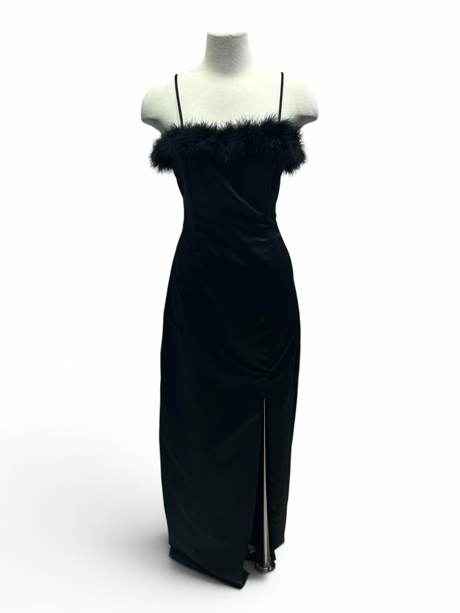Black Formal Feather Midi Dress - Etsy