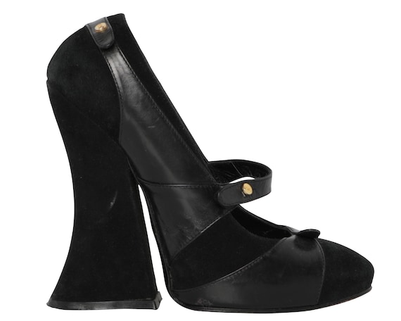 Y2K Biba Suede Leather Chunky Platform High Heel … - image 1