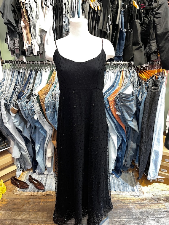 Vintage 1960s Alfred Bosand black tulle sequin babydo… Gem