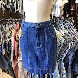 Vintage 80s Knee Length Denim Skirt