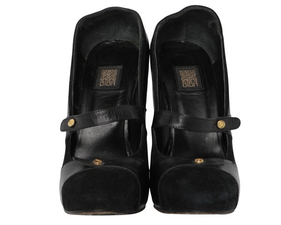 Y2K Biba Suede Leather Chunky Platform High Heel … - image 4