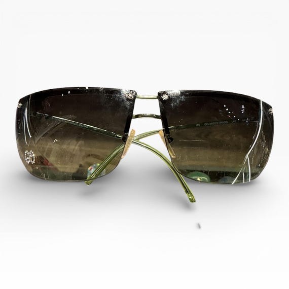 Y2K Gucci Green Gradient Sheer Tint GG Crystal Logo Sunglasses