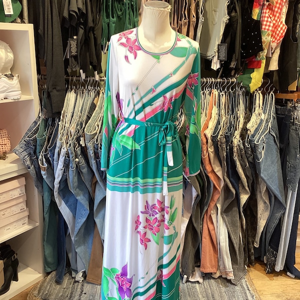 Vintage 70’s Jersey printed maxi dress