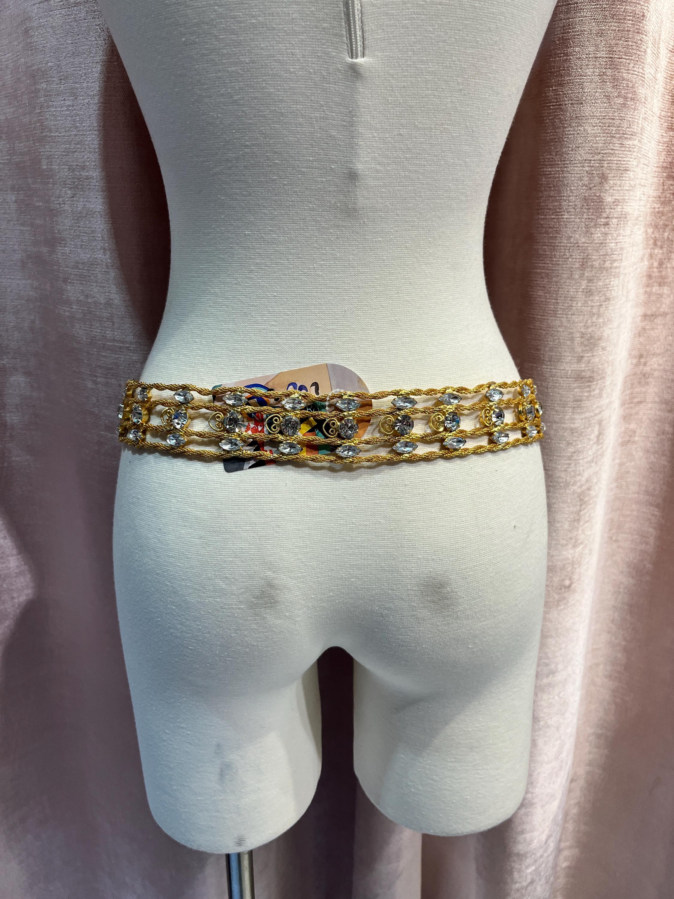 Authentic vintage KJL Kenneth Jay Lane jeweled belt. Adjustable waist size. Vintage 1970 main image 4