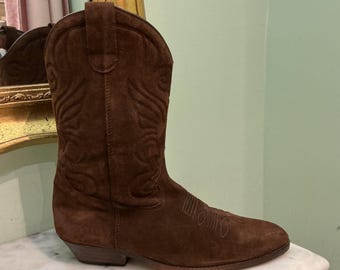 Stivali da cowboy vintage in pelle scamosciata West Country, taglia da donna 9,5/10