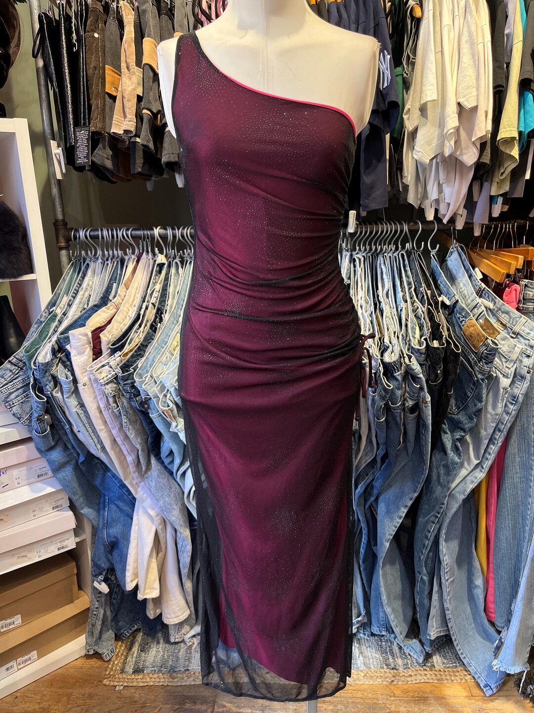 Y2K Italian Layered Mesh Dress (M)