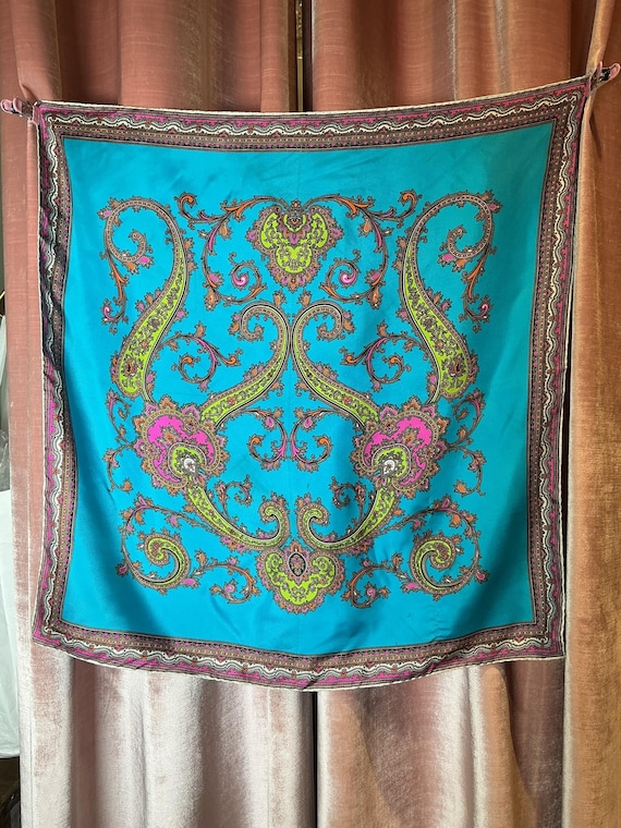 ヴィンテージ Y2K エトロ ブルー シルク ペイズリー プリント