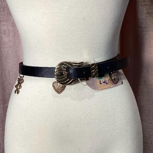 Vintage 1980’s leather Schiaparelli Moschino inspired charm belt