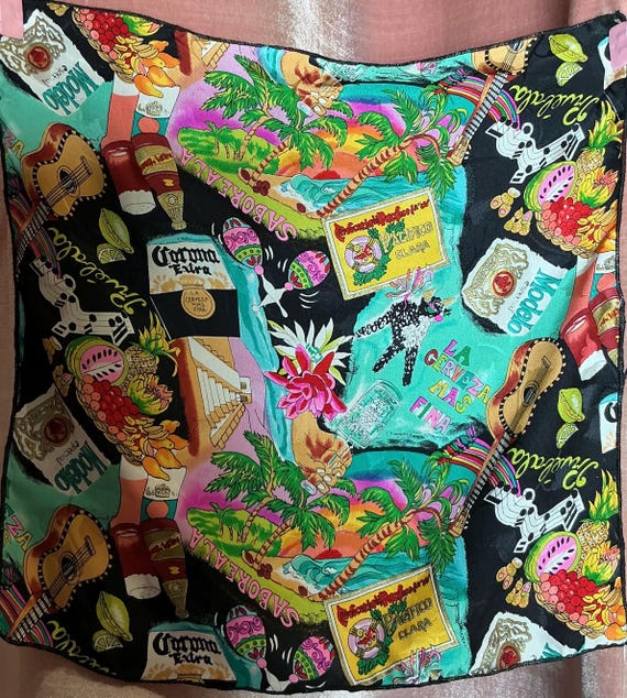 Vintage 90s Nicole Miller Mexican Inspired Corona Modelo Silk