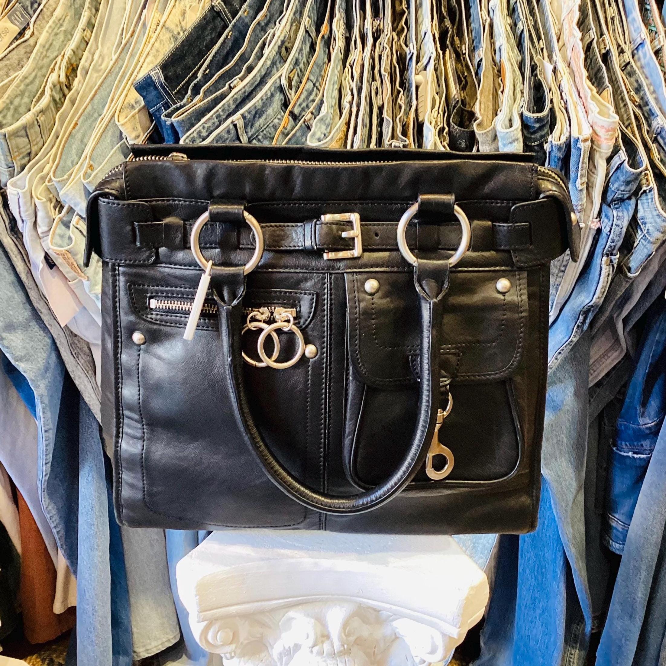 Vintage 1990's via Spiga Genuine Leather Biker Tote Top Handle