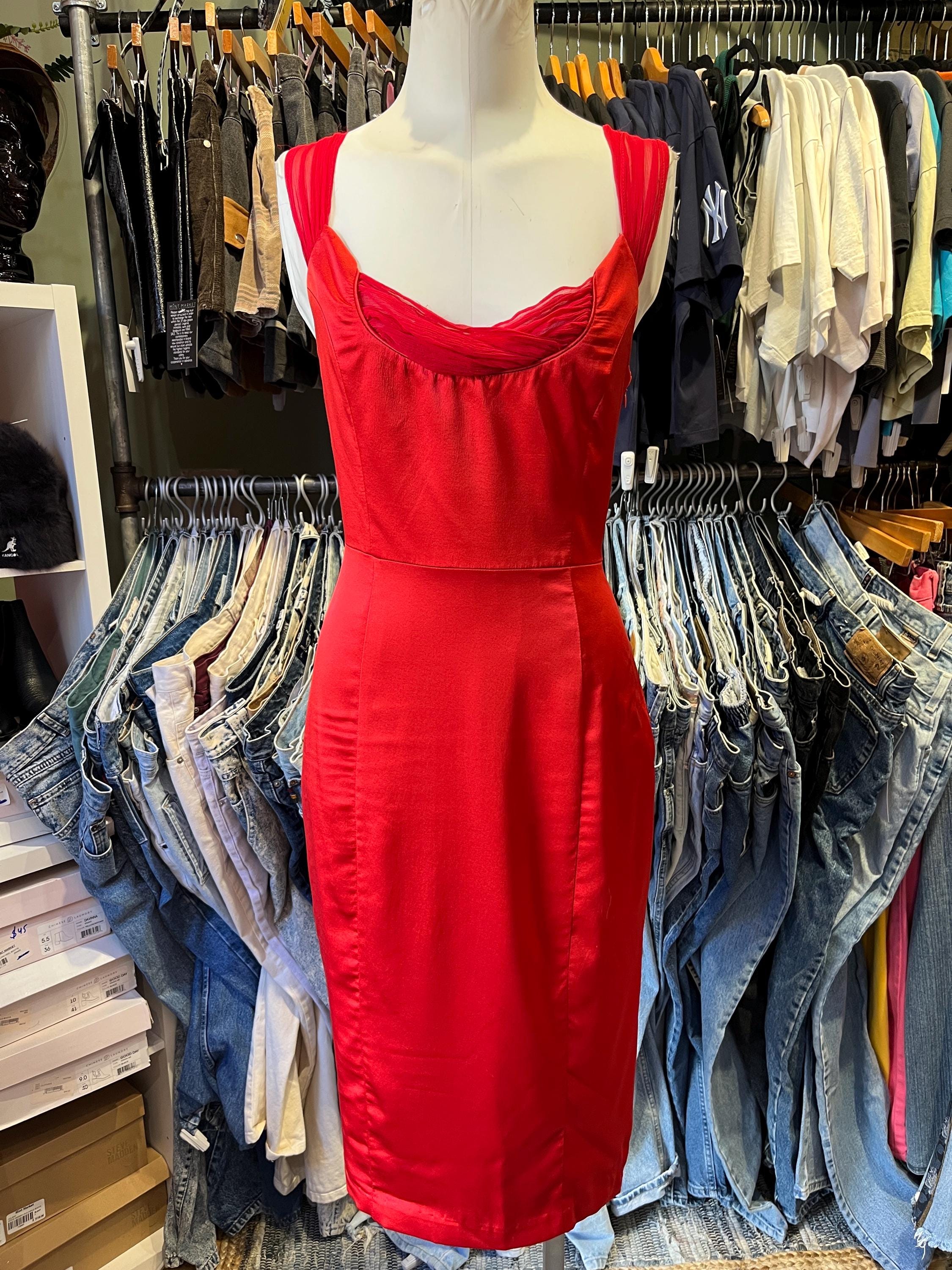 Vintage Y2K Betsey Johnson Silk Satin 50s Style Formal Dress