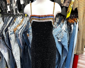 Vintage 80’s rainbow beaded party dress