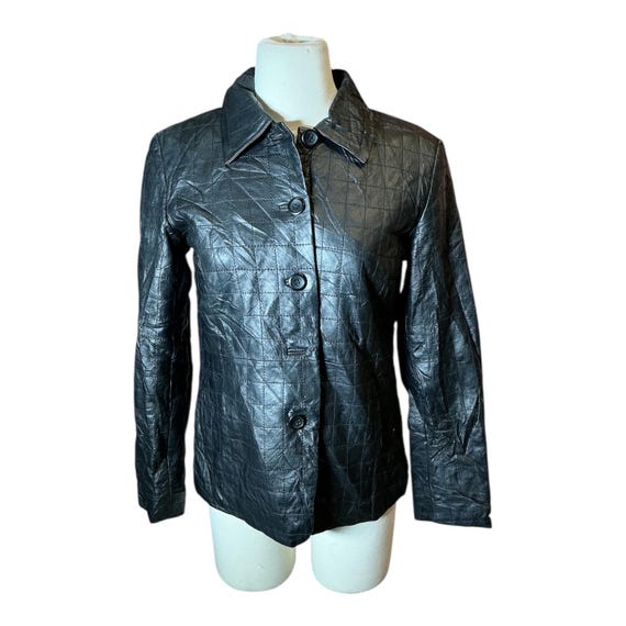 Y2K Pendleton Button Up Collared Leather Jacket - image 1