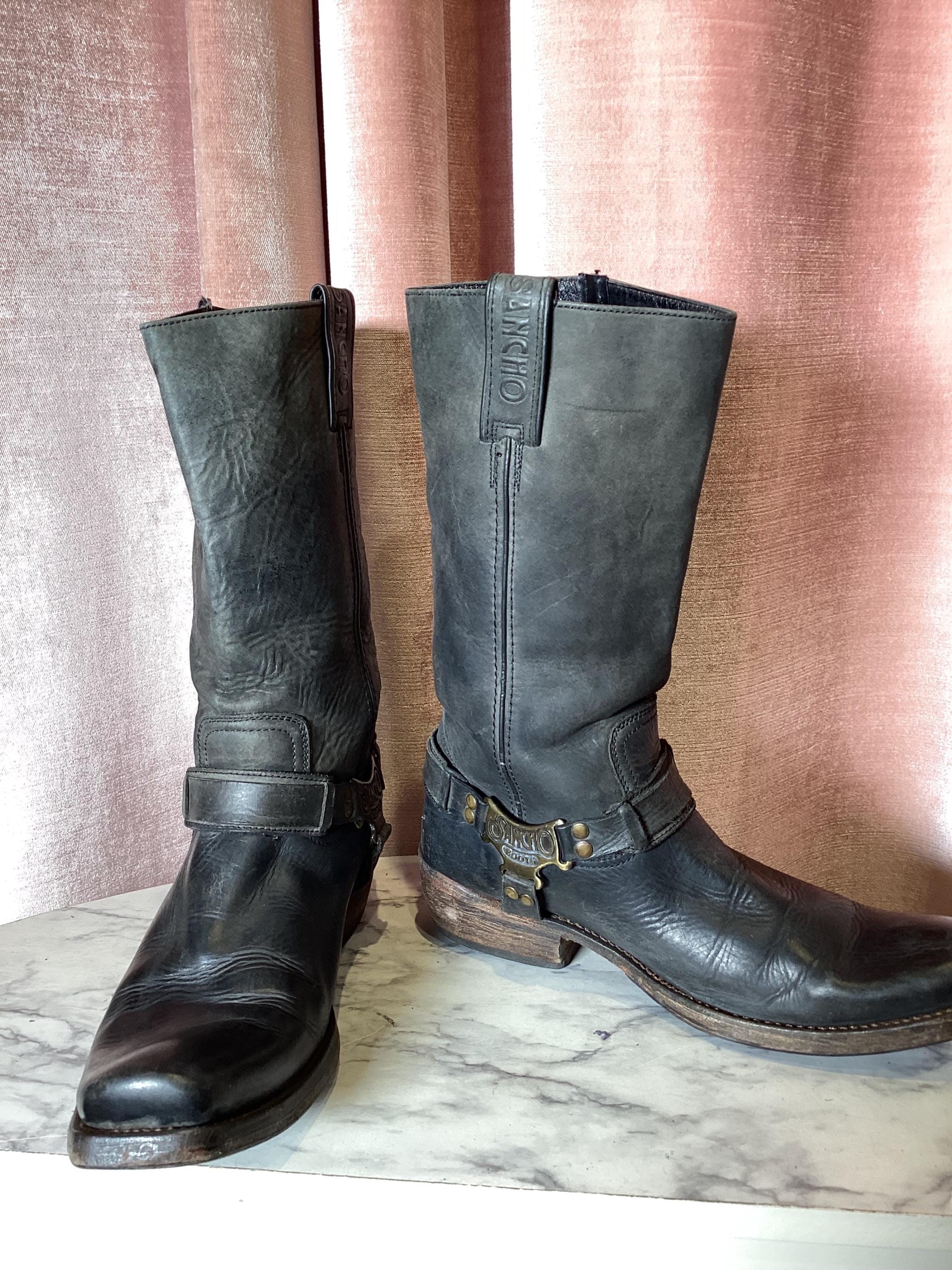 Vintage 1990's Sancho Motorcycle Leather Rugged Western Moto Boots