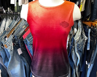 Vintage y2k Harley Davidson ombré velour tank top