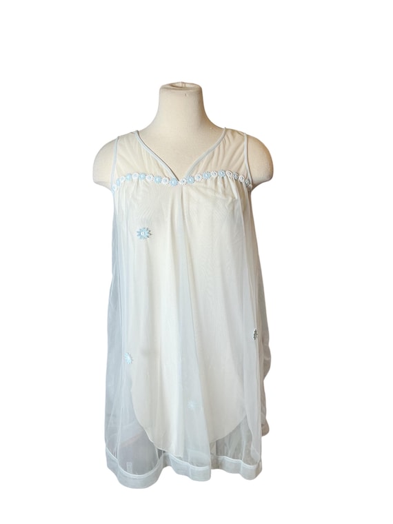 Vintage 1960s Nylon Chiffon Babydoll Nightie Slip Mini Dress S