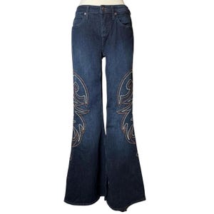 Vintage Y2K Shyanne Western Embroidered Low Rise Denim Dark Wash