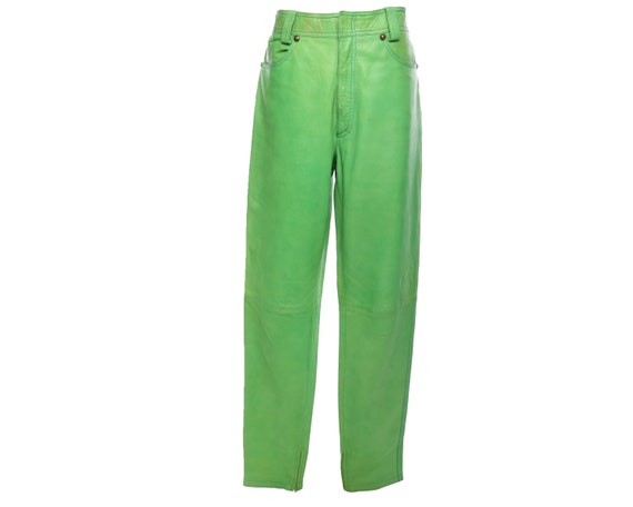 Vtg 90s GIANNI VERSACE Lime Green Leather Men's Tr