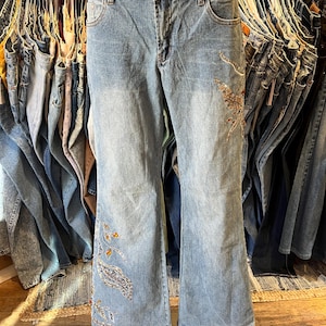 Vintage Y2K  Rhinestone Embroidery Low rise Bootcut Jeans
