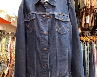 Veste camionneur en denim vieilli vintage des années 80 wrangler