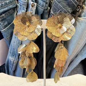 Vintage Y2K Magnolia Oversized Flower Drop Statement-oorbellen