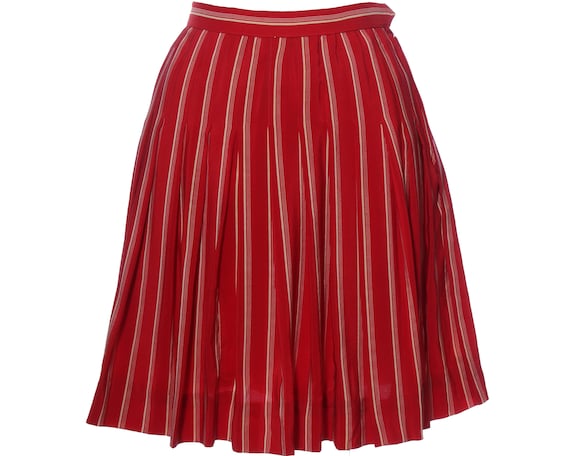 Vtg 60s CHANEL SILK Striped Pleated Mini Skirt XS