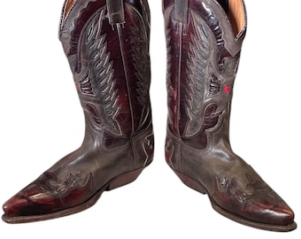 Vintage Y2K Sendra Burgundy Heart Western Rodeo Leather Cowgirl