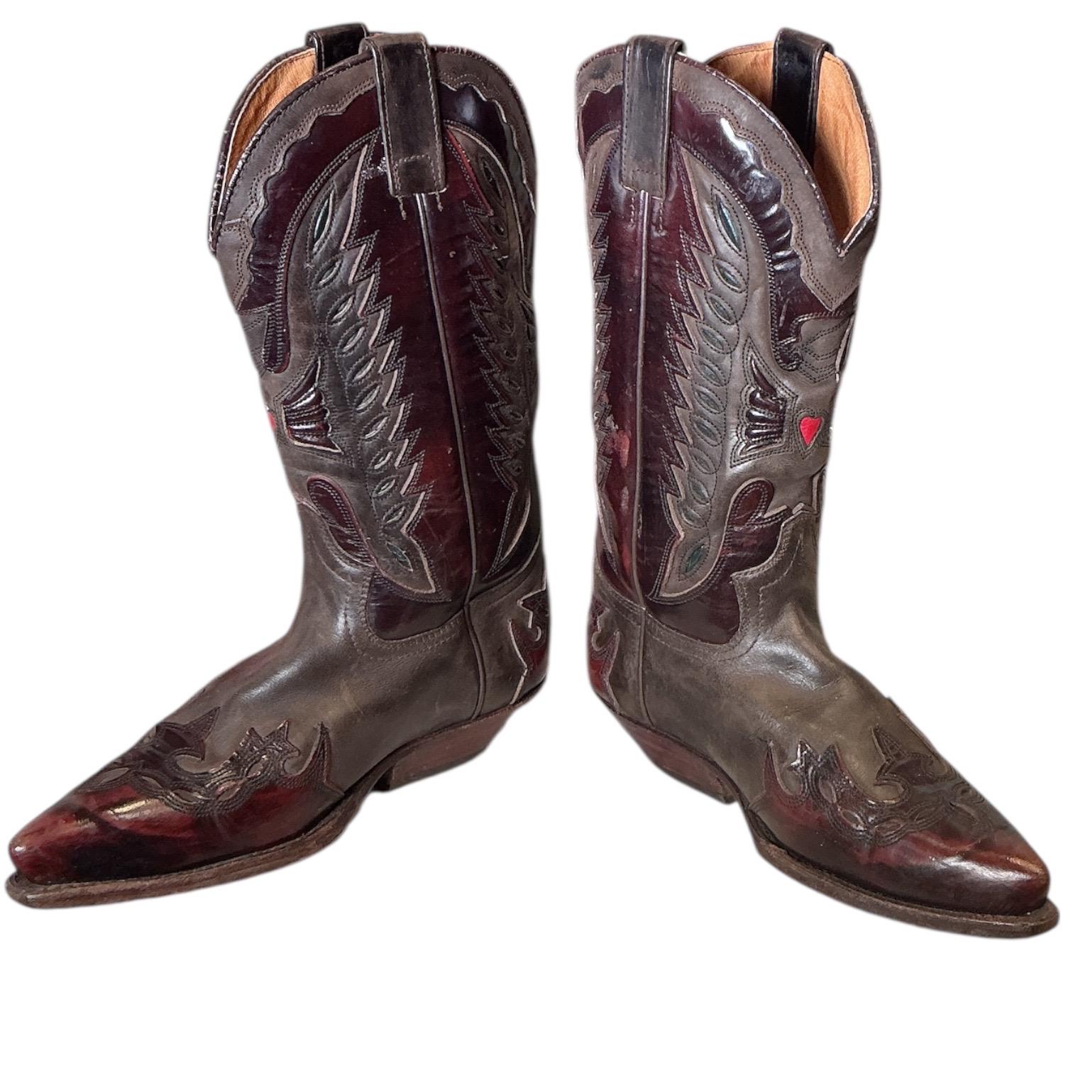 sendra ウエスタンブーツ　y2k vintage Vintage Y2K Sendra Burgundy Heart Western Rodeo Leather Cowgirl