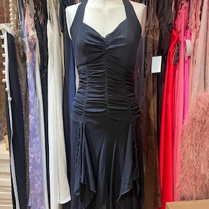 Vintage Y2K Sangria Black Ruched Halter Dress