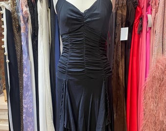 Vintage Y2K Sangria Black Ruched Halter Dress
