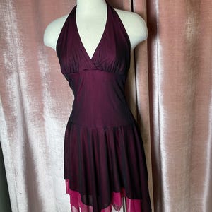 Vintage Y2K B.SMART Mesh Halter Hankerchief Mini Dress