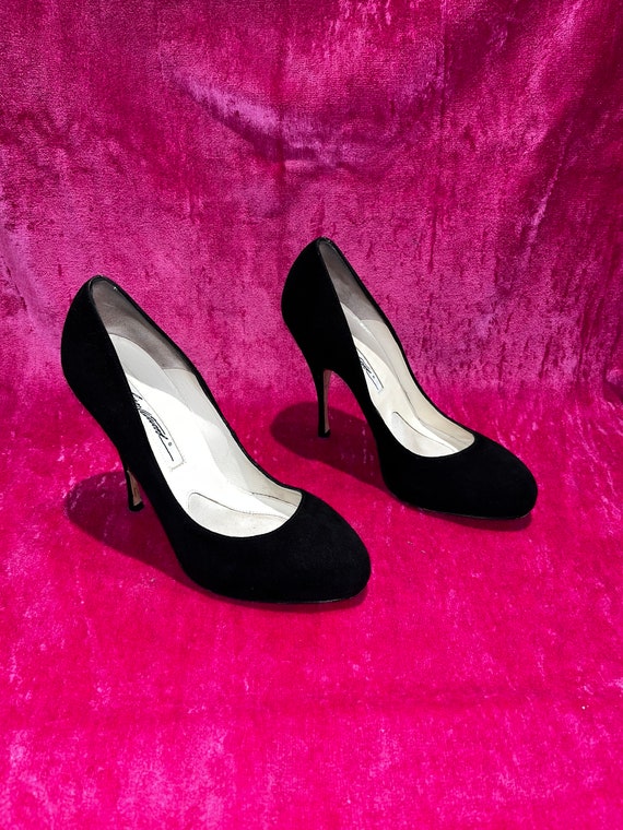 Vintage Brian Atwood black suede leather heels