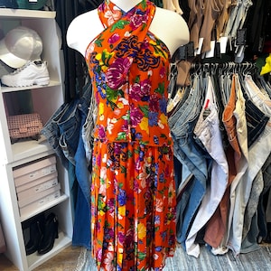 Vintage 90s floral silk top and skirt two piece Matching Set small