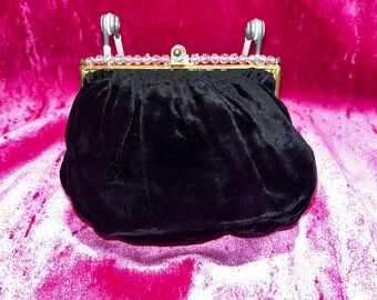 Vintage 20s velvet Kisslock mini pouch Handbag