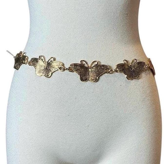 Vintage Y2K Butterfly Gold Chain Belt - Etsy India