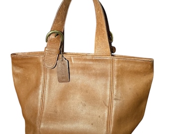 バッグ Vintage Coach Leather Tote Bag Brown Vintage Coach Lunch Tote Glovetanned Leather Bag Mahogany Brown