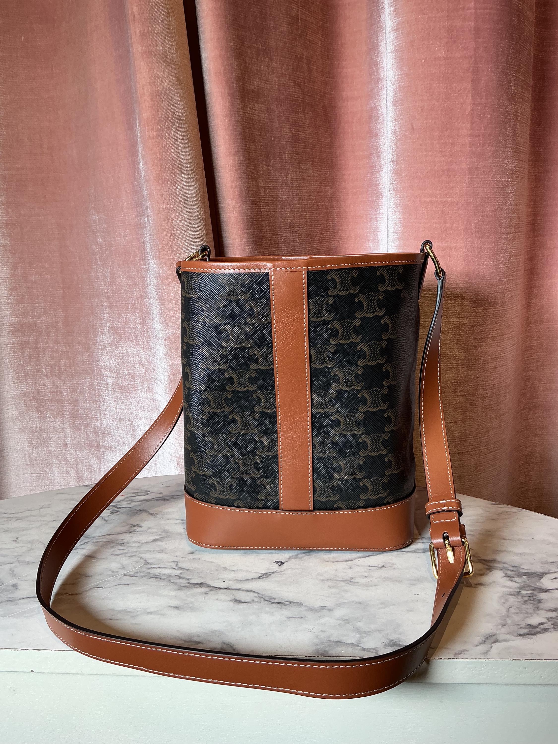 Celine Macadam Triomphe Bucket Leather Crossbody Messenger Bag - Etsy