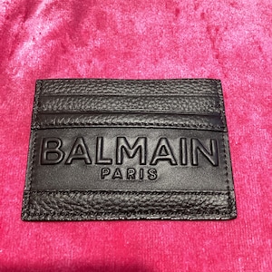 Cartera mini unisex con tarjetero de piel y logotipo de BALMAIN