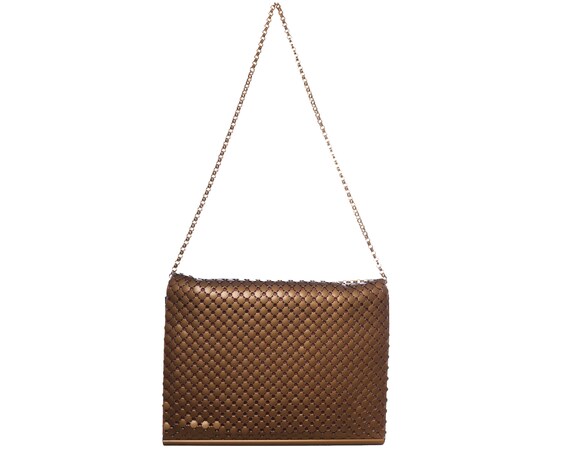 Vtg 80s MESH Bronze CHAIN Hardware Evening Shoulde