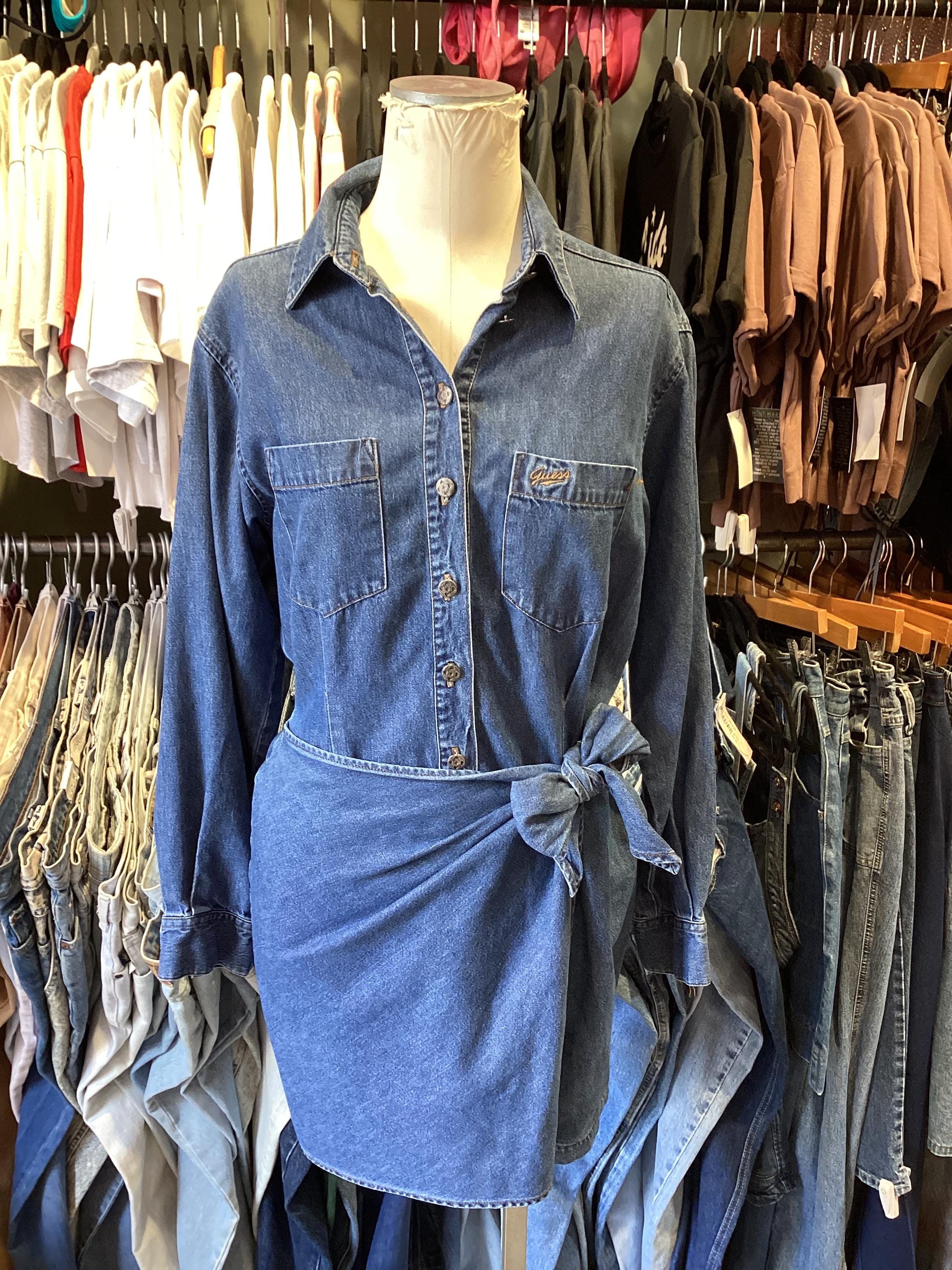 Vintage 90s Guess Wrap Denim Dress S/M - Etsy