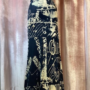 Vintage Y2K 90s Jean Paul Gaultier Classique Paris Gaultier print Jersey maxi Skirt - large
