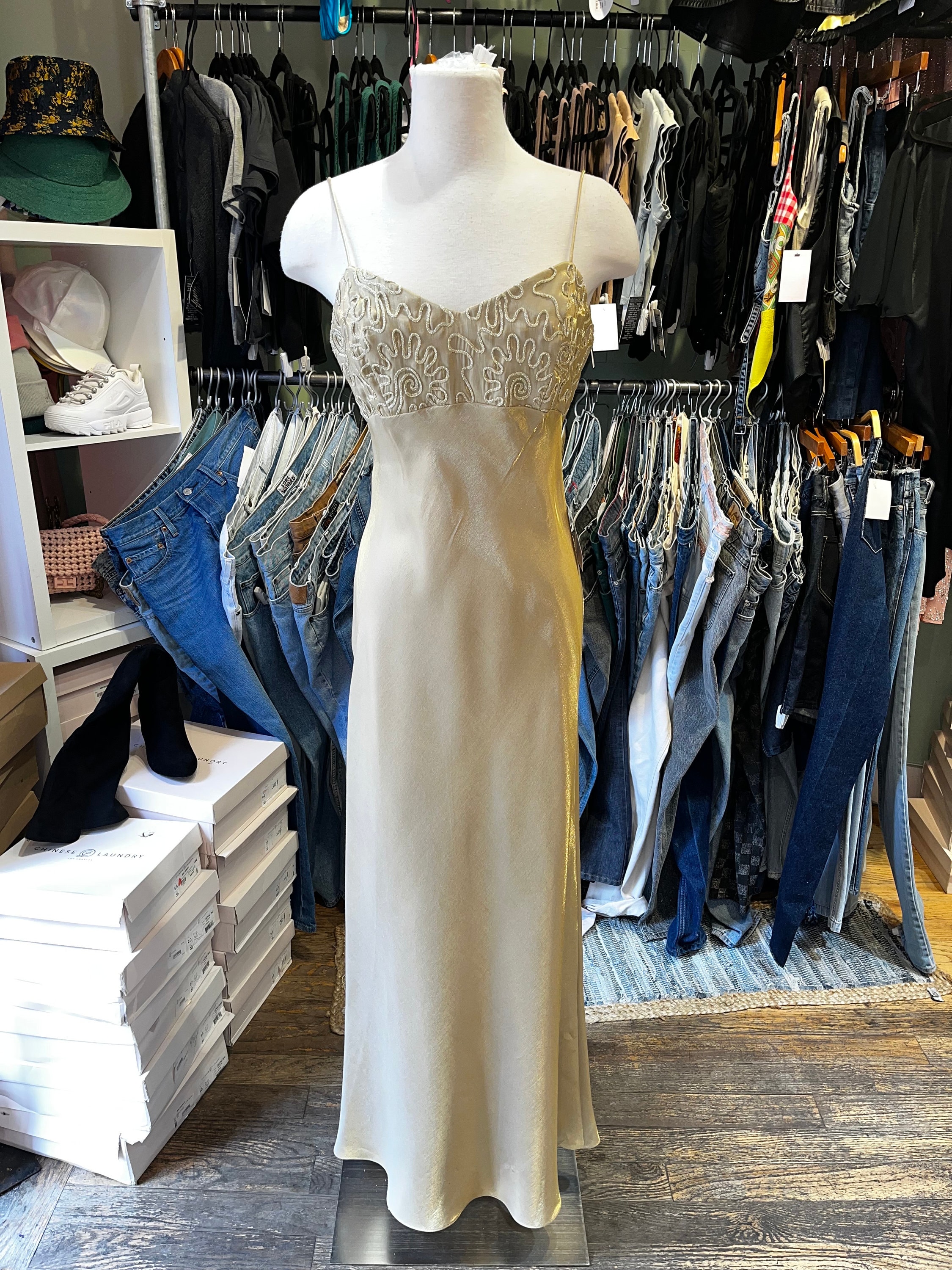 Empire Waist Satin Dress