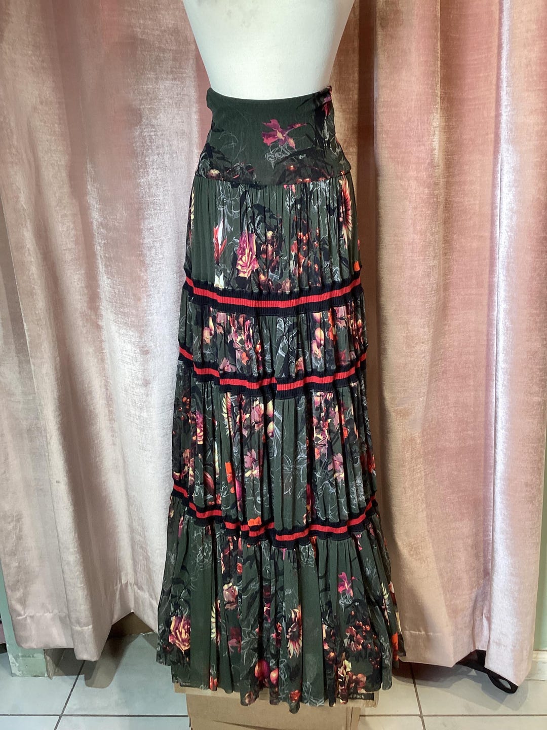 Vintage Y2K 90s Jean Paul Gaultier Soliel Mesh Boho Floral Stripe