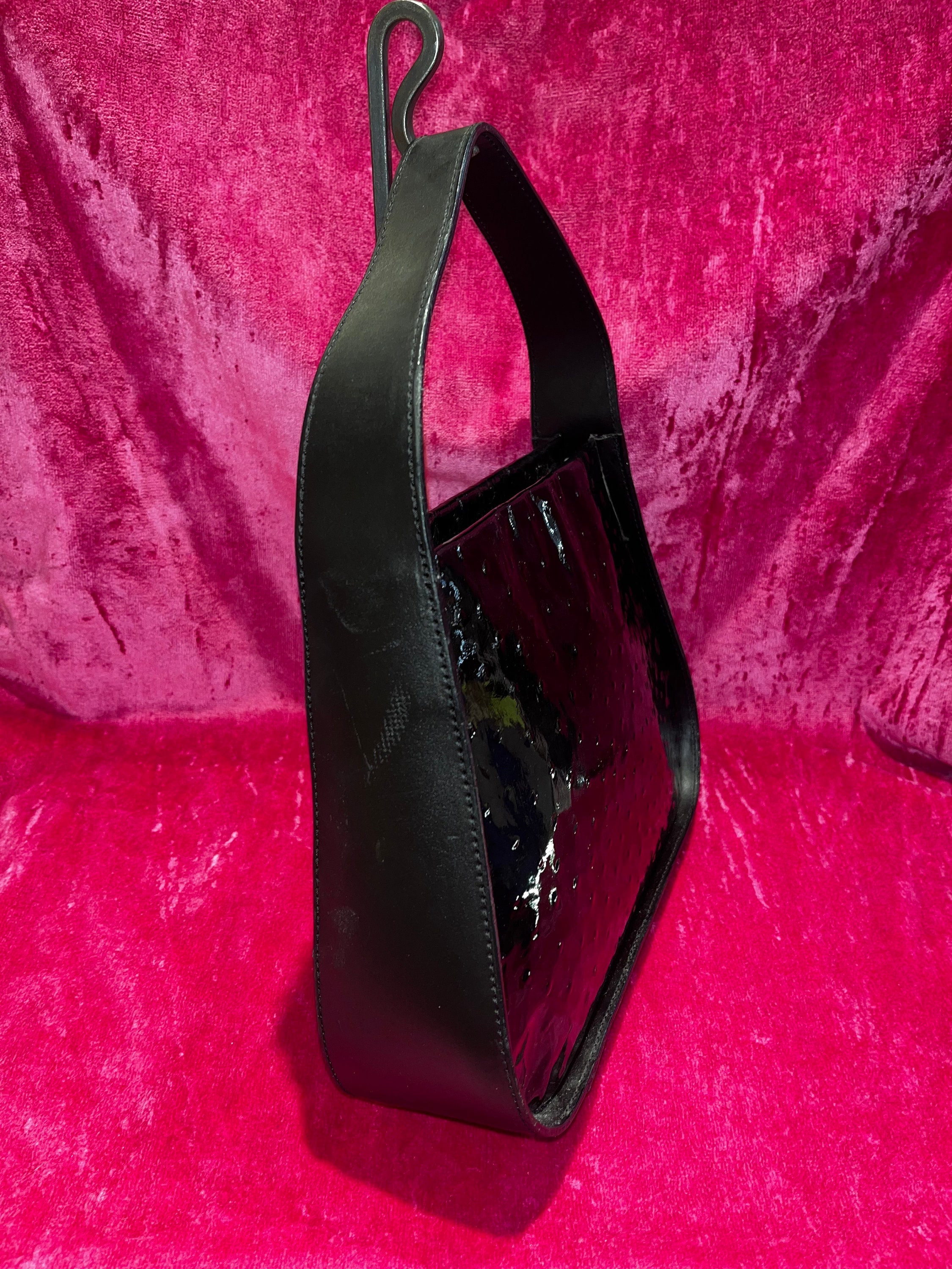 Vintage 90s Ostrich Patent Leather Shoulder Bag - Etsy