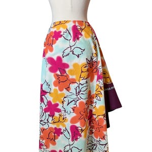 Vintage Y2K Sonia Rykiel watercolor floral wrap midi cotton skirt S/M