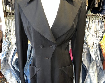 Vintage 40s black power shoulder blazer jacket
