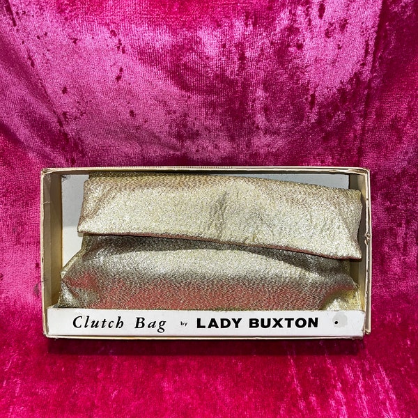 Vintage 50er Jahre Deadstock Lady Buxton Mini-Clutch aus Metallic-Lamé