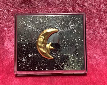 Vintage Moon and Star Metal Cigarette Joint Holder Case