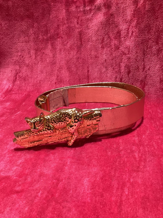 Vintage 1970’s JAGUAR buckle Gold  belt